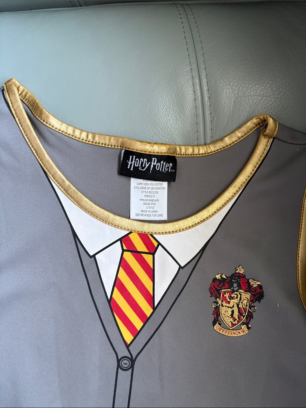 Warner Bros. Gray Gryffindor Tank Top with Gold Trim and Red-Yellow Tie Print